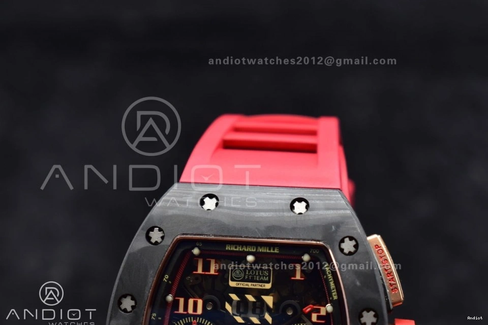 Best on KVF Chrono Rubber Crystal V2 Red Strap 1:1 NTPT Lotus Edition Dial RM011 A7750 1130